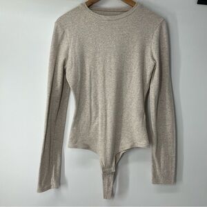 Madewell Cream Long Sleeve Bodysuit